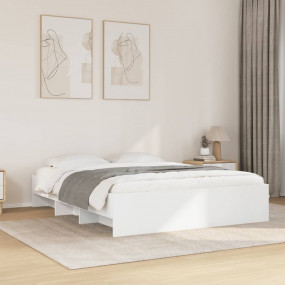 Bed Frame White Engineered wood King Bed Frame Rectangu...