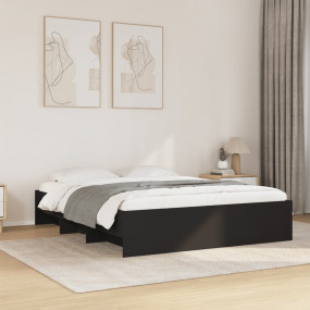 Bed Frame Black Engineered wood King Size Bed Frame Rec...