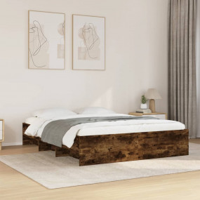 Bed Frame Smoked Oak Engineered Wood King Bed Frame Rec...