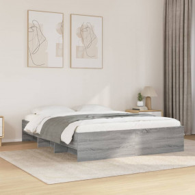 Bed Frame Grey sonoma Engineered wood, Plywood Full Bed...