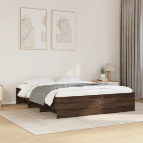 Bed Frame Brown Oak Engineered Wood Double Bed Frame
