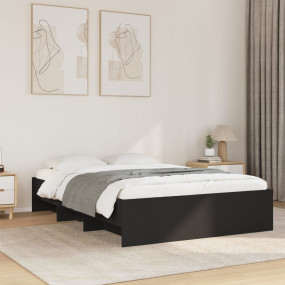 Bed Frame Black Engineered wood Double Bed Frame Rectan...