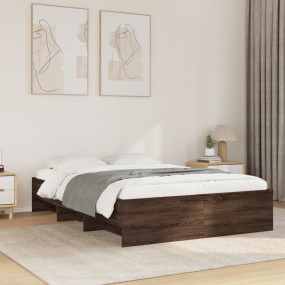 Bed Frame Brown Oak Engineered Wood Full Bed Frame Rect...