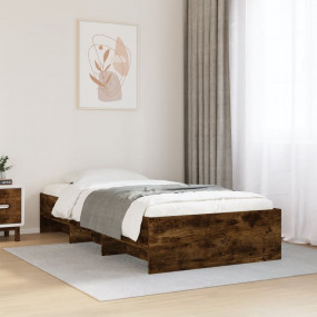 Bed Frame Smoked Oak Engineered Wood, Plywood Twin Bed ...