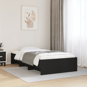Bed Frame Black Engineered wood Twin Bed Frame Rectangu...