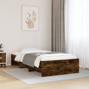 Bed Frame Smoked Oak Engineered Wood, Plywood 35.4 x 78...