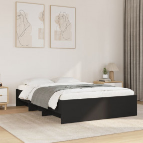 Bed Frame Black Engineered Wood 53.1x74.8 in Full Bed F...