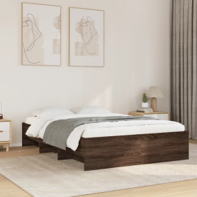 Bed Frame Brown Oak Engineered Wood Full Bed Frame Rect...