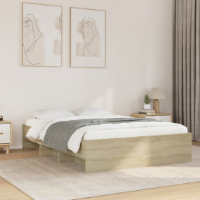Bed Frame Sonoma Oak Engineered Wood, Plywood Small Dou...