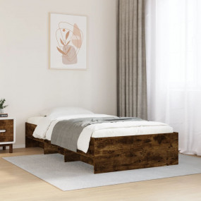 Bed Frame Smoked Oak Engineered Wood, Plywood Small Sin...