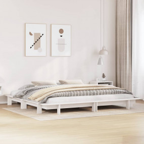 Bed Frame White Solid pine wood Full Modern Bed Frame