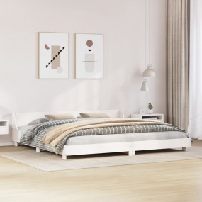 Bed Frame White Solid pine wood and plywood Double size...
