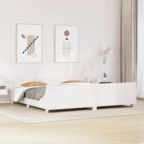 Bed Frame White Solid pine wood, Plywood Full Durable B...