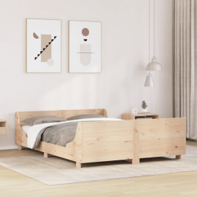 Bed Frame Natural Wood Solid pine wood, Plywood Full Be...