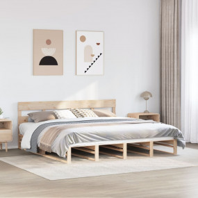 Bed Frame Natural wood Solid pine wood, Plywood Super K...