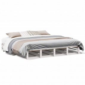 Bed Frame White Pine Wood Super King Bed Frame Rectangu...