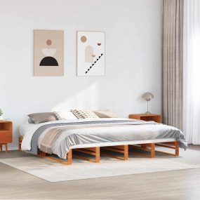 Bed Frame Wax brown Solid pine wood Super King Durable
