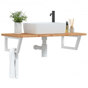 Basin Shelf Light brown, White Steel, Solid oak wood Me...