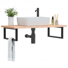 Basin Shelf Beech and Black Solid beech wood and steel