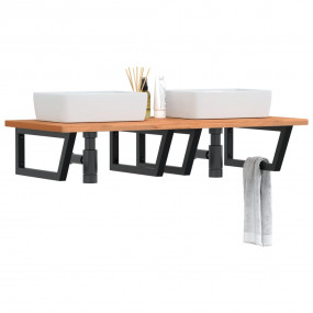 Basin Shelf Black and Beech Steel and Solid Beech Wood ...