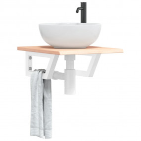 Basin Shelf Oak and White Solid oak wood and steel Medi...