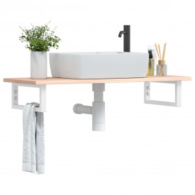 Basin Shelf White and Natural Oak Solid oak wood and st...