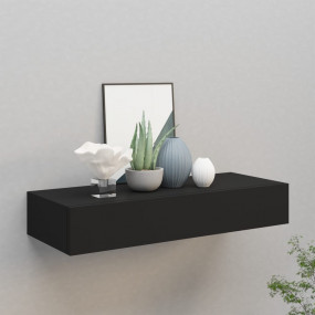 Drawer Shelf Black MDF, Metal Compact Wall-Mounted Draw...