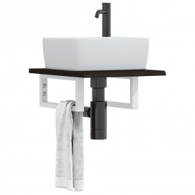 Basin Shelf Dark brown, White Solid oak wood top, Steel...