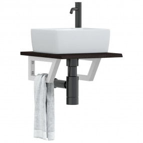 Basin Shelf Dark brown and white Solid oak wood and ste...
