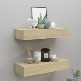 Drawer Shelf Set of 2 Oak MDF, Metal Medium Appealing D...