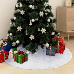 Christmas Tree Skirt White Faux fur, Non-woven fabric