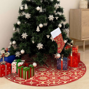Christmas Tree Skirt Red 100% polyester fabric Large Fo...