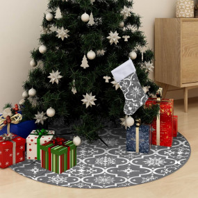 Christmas Tree Skirt Grey 100% Polyester Large Decorati...