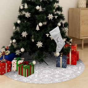 Christmas Tree Skirt White Polyester Large Foldable