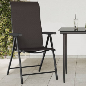 Garden Chair Set of 4 Black coffee PE rattan, powder-co...