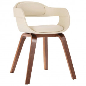 Dining Chair White Faux leather (100% polyester), bentw...