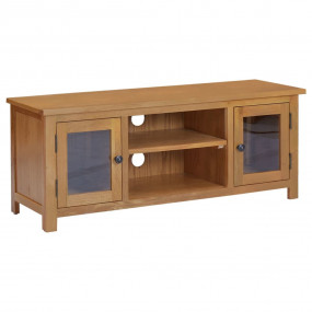 TV Cabinet Brown Solid oak wood Medium TV Cabinet Recta...