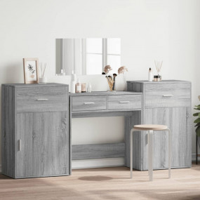 Dressing Table Set Grey Sonoma Engineered Wood, Glass