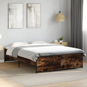 Bed Frame Smoked Oak Engineered wood, Steel Double Dura...