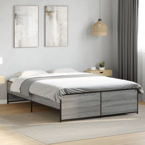 Bed Frame Gray Sonoma Engineered wood, Steel Full Durab...