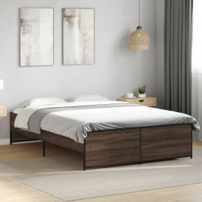 Bed Frame Brown oak Engineered wood, Steel Full  Durabl...