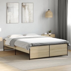Bed Frame Sonoma Oak Engineered wood, Steel Small Doubl...