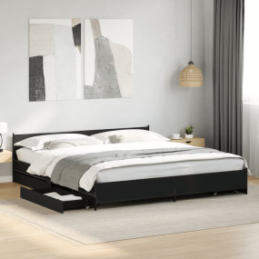 Bed Frame Black Engineered wood and steel Full Modern B...