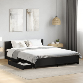 Bed Frame Black Engineered wood, steel King Bed Frame