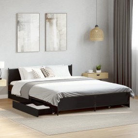 Bed Frame Black Engineered wood, steel Double Bed Frame