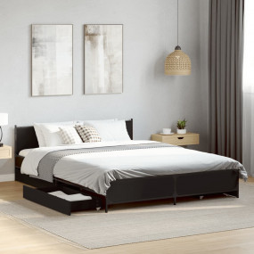 Bed Frame Black Engineered wood, steel Small Double Bed...
