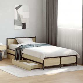 Bed Frame Sonoma oak Engineered wood, steel Twin Bed Fr...