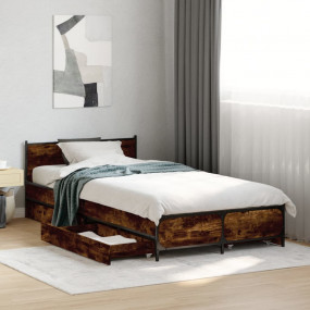 Bed Frame Smoked oak Engineered wood, steel Small Singl...