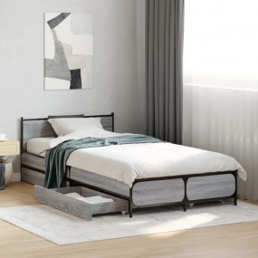 Bed Frame Gray Sonoma Engineered wood, steel Small Sing...