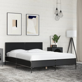 Bed Frame Black Engineered wood, Metal, Plywood 47.2x78...